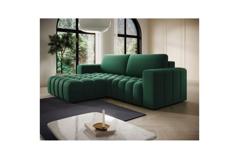 Sektionssofa Eltap Bonett 250x175x92 cm - Kronos 19, Mørkegrøn, Venstre - Møbler - Sofaer - Sovesofaer