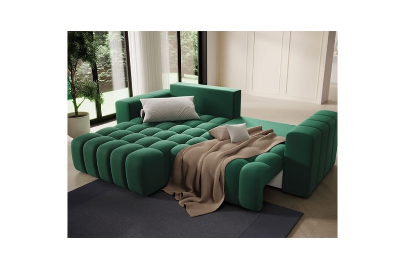 Sektionssofa Eltap Bonett 250x175x92 cm - Kronos 19, Mørkegrøn, Venstre - Møbler - Sofaer - Sovesofaer