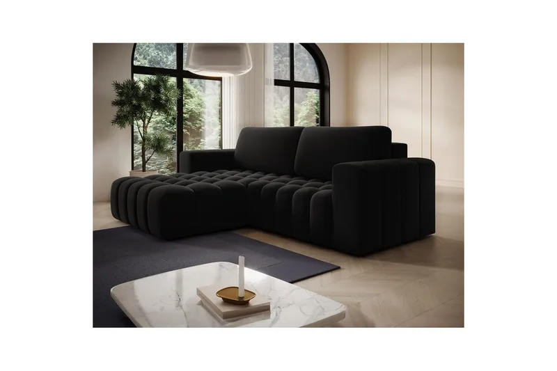 Sektionssofa Eltap Bonett 250x175x92 cm - Matt Velvet 99, Blå, Venstre - Møbler - Sofaer - Sovesofaer