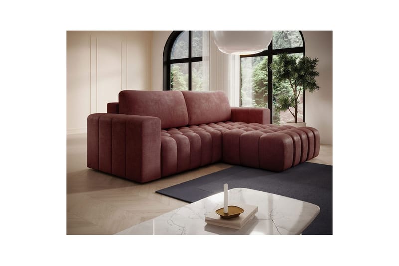 Sektionssofa Eltap Bonett 250x175x92 cm - Monolith 63, Pink, Højre - Møbler - Sofaer - Sovesofaer