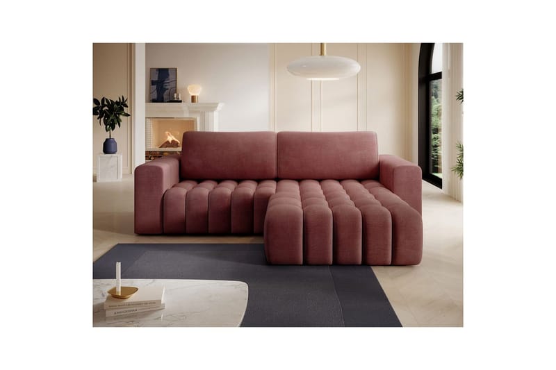 Sektionssofa Eltap Bonett 250x175x92 cm - Monolith 63, Pink, Højre - Møbler - Sofaer - Sovesofaer