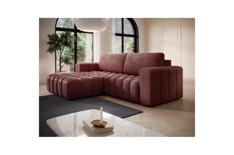 Sektionssofa Eltap Bonett 250x175x92 cm - Monolith 63, Pink, Venstre - Møbler - Sofaer - Sovesofaer