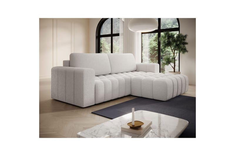Sektionssofa Eltap Bonett 250x175x92 cm - Royal 01, Hvid, Højre - Møbler - Sofaer - Sovesofaer