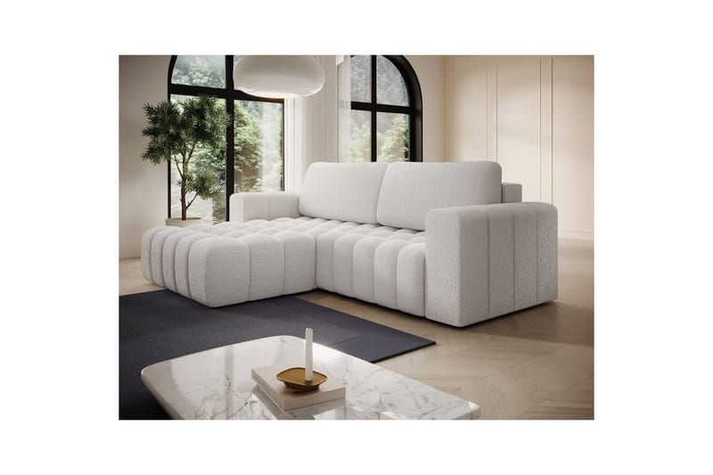 Sektionssofa Eltap Bonett 250x175x92 cm - Royal 01, Hvid, Venstre - Møbler - Sofaer - Sovesofaer
