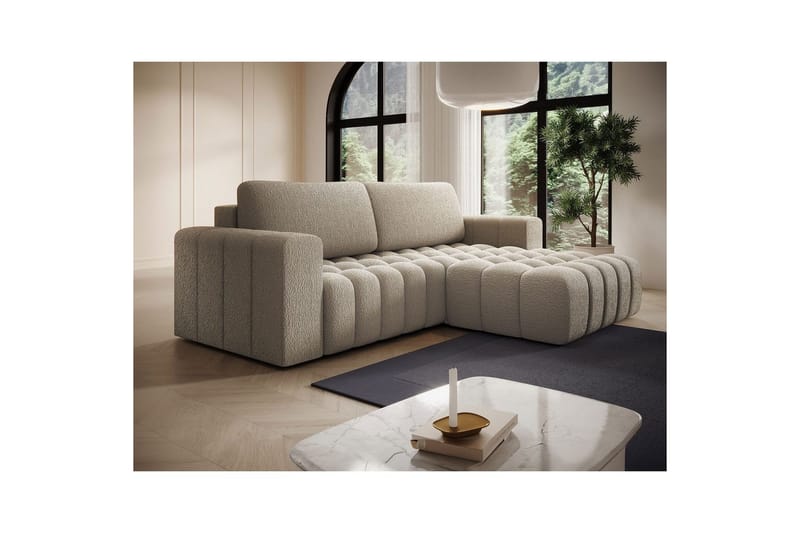 Sektionssofa Eltap Bonett 250x175x92 cm - Royal 20, Beige, Højre - Møbler - Sofaer - Sovesofaer
