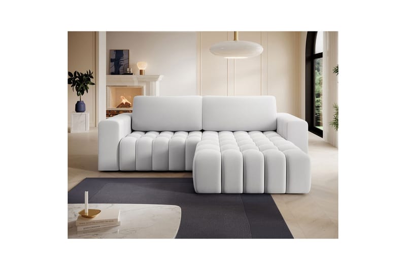 Sektionssofa Eltap Bonett 250x175x92 cm - Solar 01, Hvid, Højre - Møbler - Sofaer - Sovesofaer
