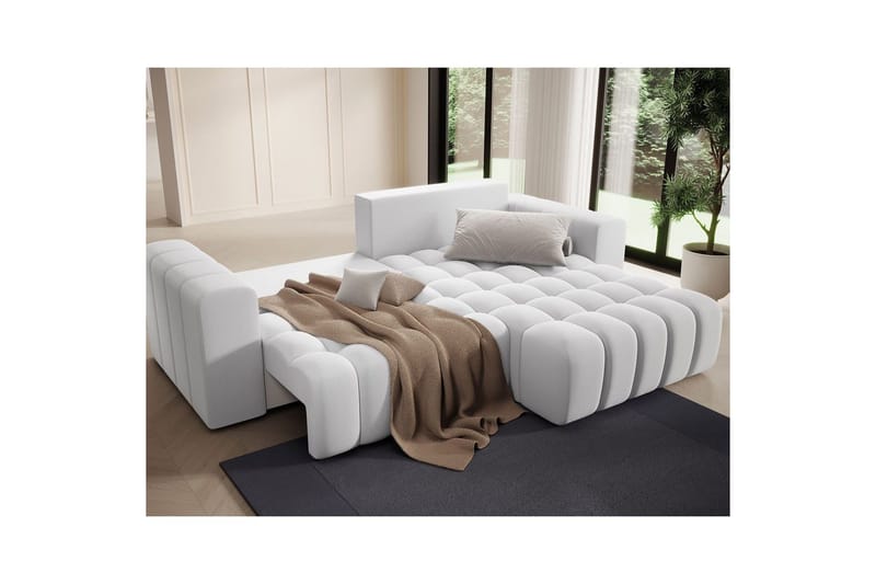 Sektionssofa Eltap Bonett 250x175x92 cm - Solar 01, Hvid, Højre - Møbler - Sofaer - Sovesofaer