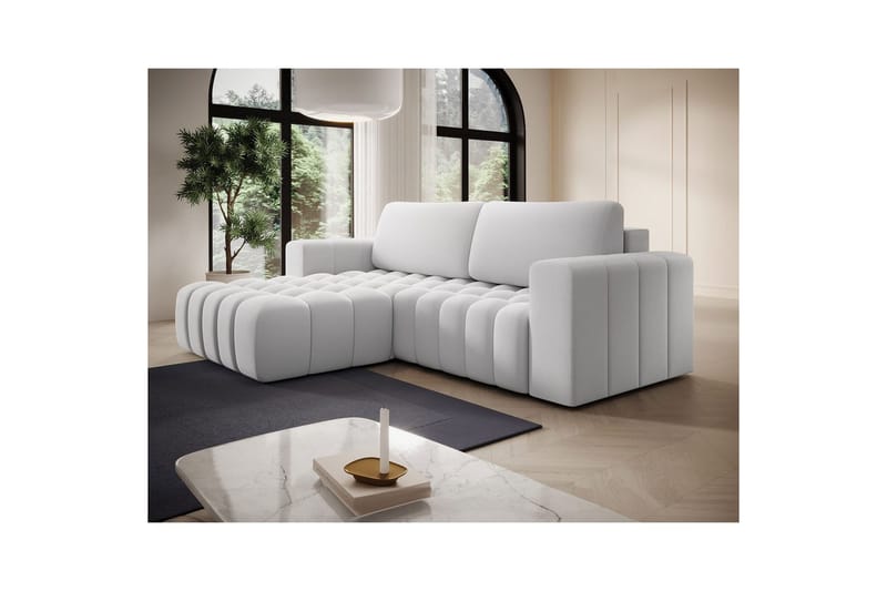 Sektionssofa Eltap Bonett 250x175x92 cm - Solar 01, Hvid, Venstre - Møbler - Sofaer - Sovesofaer