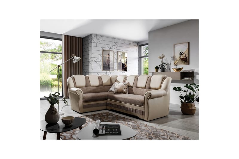 Sektionssofa Eltap Lord II 243x195x112 cm - Berlin 03, Soft 33, Beige, Venstre - Møbler - Sofaer - Sovesofaer