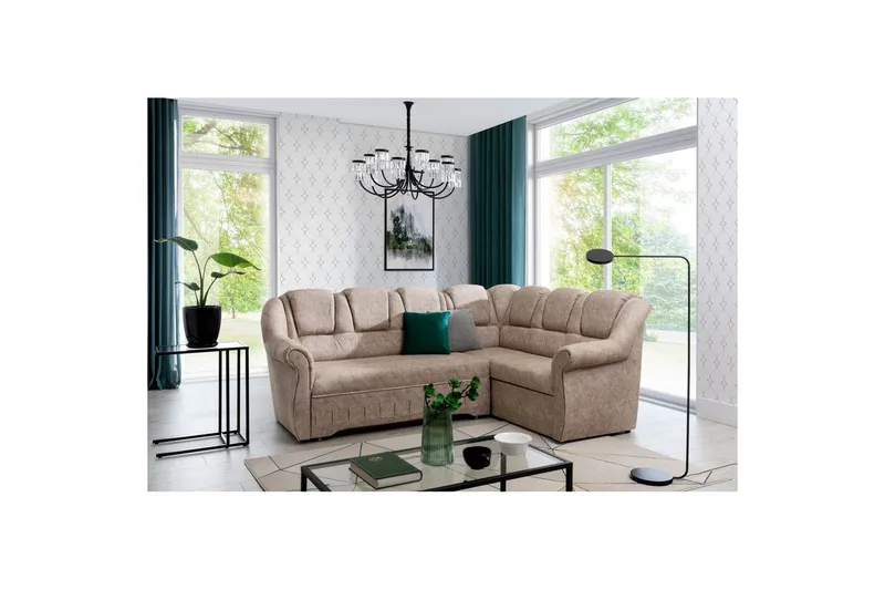 Sektionssofa Eltap Lord II 243x195x112 cm - Dora 21, Beige, Højre - Møbler - Sofaer - Sovesofaer