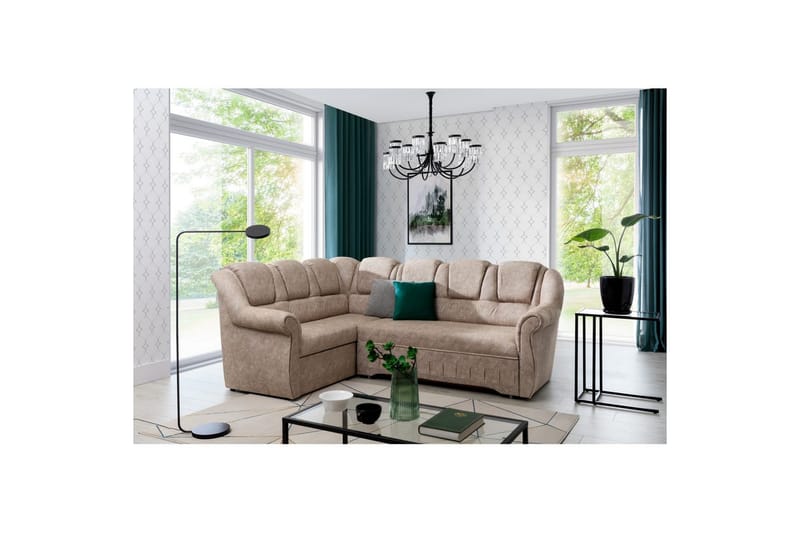 Sektionssofa Eltap Lord II 243x195x112 cm - Dora 21, Beige, Venstre - Møbler - Sofaer - Sovesofaer