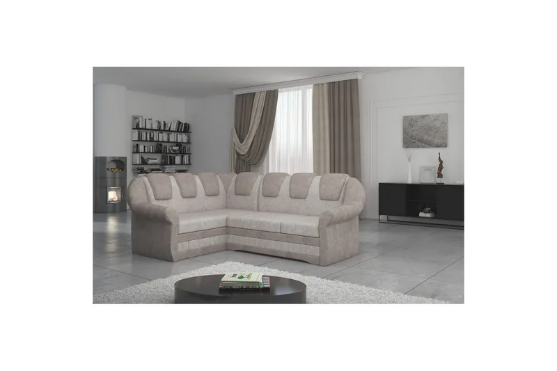 Sektionssofa Eltap Lord II 243x195x112 cm - Dora 21, Dora 22, Beige, Brun, Venstre - Møbler - Sofaer - Sovesofaer
