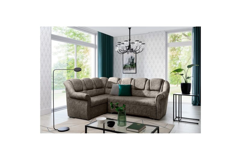 Sektionssofa Eltap Lord II 243x195x112 cm - Dora 22, Brun, Venstre - Møbler - Sofaer - Sovesofaer