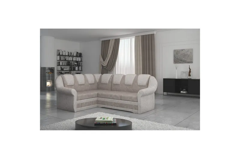 Sektionssofa Eltap Lord II 243x195x112 cm, Dora 22, Dora 21, Brun, Beige, Venstre