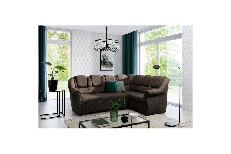 Sektionssofa Eltap Lord II 243x195x112 cm - Dora 28, Mørk Brun, Højre - Møbler - Sofaer - Sovesofaer