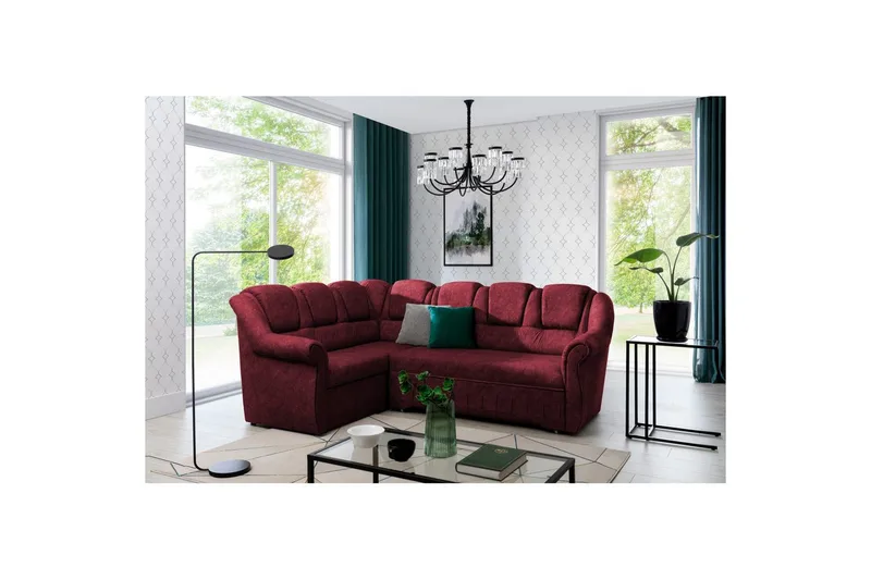 Sektionssofa Eltap Lord II 243x195x112 cm - Dora 63, Rød, Venstre - Møbler - Sofaer - Sovesofaer