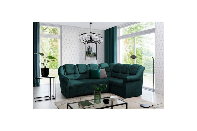 Sektionssofa Eltap Lord II 243x195x112 cm, Dora 85, Mørkegrøn, Højre