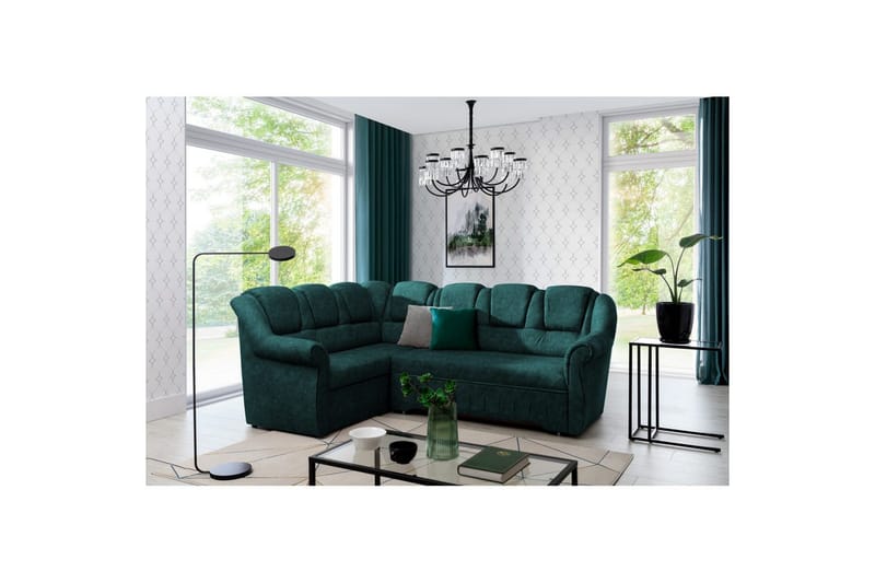 Sektionssofa Eltap Lord II 243x195x112 cm - Dora 85, Mørkegrøn, Venstre - Møbler - Sofaer - Sovesofaer
