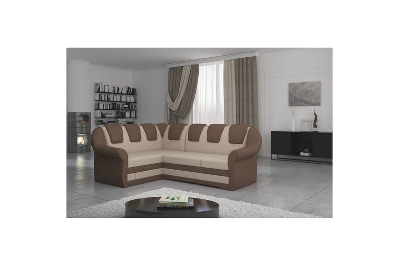 Sektionssofa Eltap Lord II 243x195x112 cm - Jasmine 22, Soft 15, Beige, Brun, Venstre - Møbler - Sofaer - Sovesofaer
