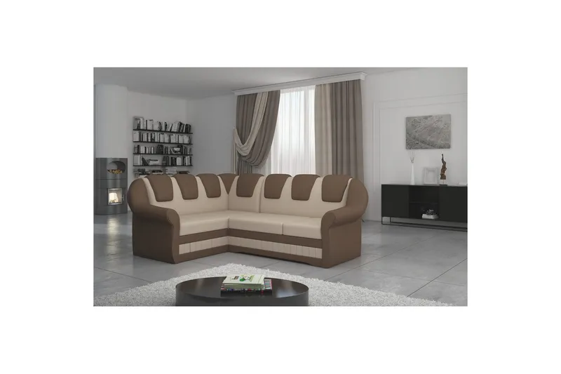 Sektionssofa Eltap Lord II 243x195x112 cm - Jasmine 22, Soft 15, Beige, Brun, Venstre - Møbler - Sofaer - Sovesofaer