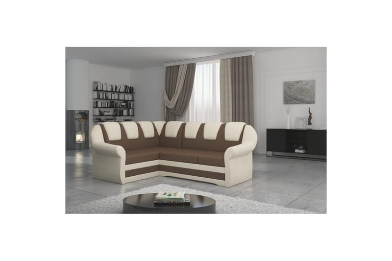 Sektionssofa Eltap Lord II 243x195x112 cm, Soft 15, Soft 33, Brun, Beige, Venstre