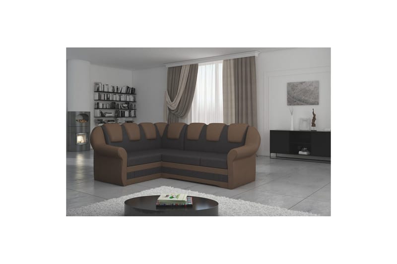 Sektionssofa Eltap Lord II 243x195x112 cm - Soft 66, Soft 15, Mørkebrun, Sort, Venstre - Møbler - Sofaer - Sovesofaer