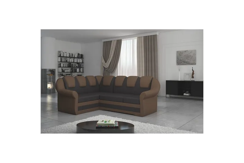 Sektionssofa Eltap Lord II 243x195x112 cm - Soft 66, Soft 15, Mørkebrun, Sort, Venstre - Møbler - Sofaer - Sovesofaer