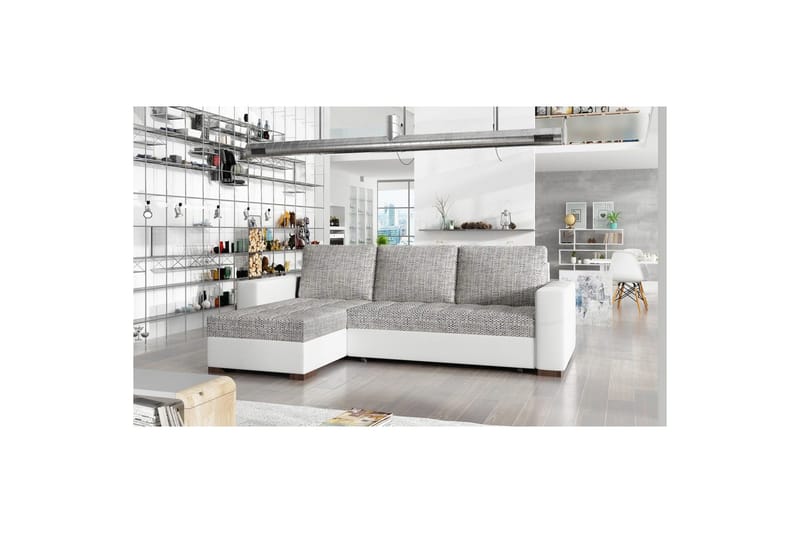 Sektionssofa Eltap Newark 237x150x90 cm - Berlin 01, Soft 17, Grå, Hvid - Møbler - Sofaer - Sovesofaer