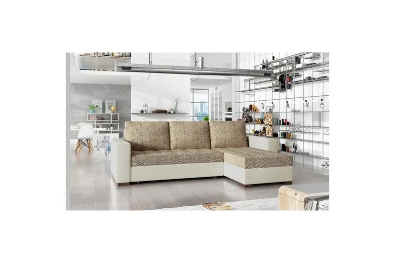 Sektionssofa Eltap Newark 237x150x90 cm - Berlin 03, Soft 33, Beige - Møbler - Sofaer - Sovesofaer
