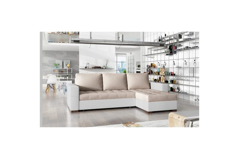 Sektionssofa Eltap Newark 237x150x90 cm - Dora 21, Soft 17, Beige, Hvid - Møbler - Sofaer - Sovesofaer