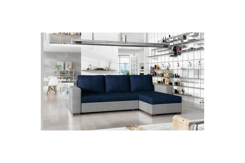 Sektionssofa Eltap Newark 237x150x90 cm - Kronos 09, Paros 05, Mørk Blå, Lys Grå - Møbler - Sofaer - Sovesofaer