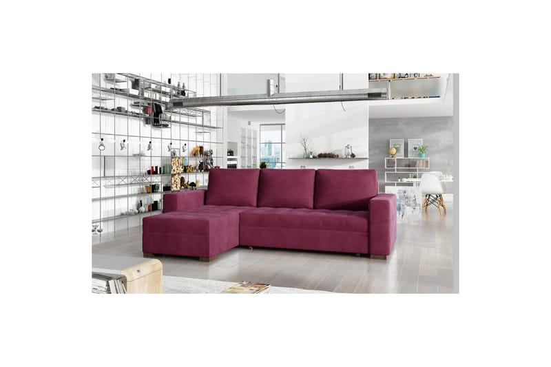 Sektionssofa Eltap Newark 237x150x90 cm, Mat Velvet 68, Rød