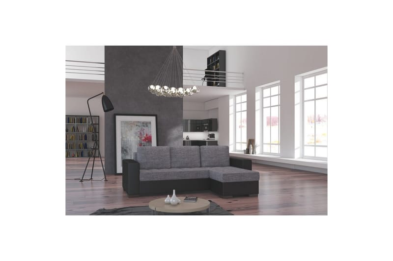 Sektionssofa Eltap Newark 237x150x90 cm - Sawana 05, Soft 11, Grå, Sort - Møbler - Sofaer - Sovesofaer