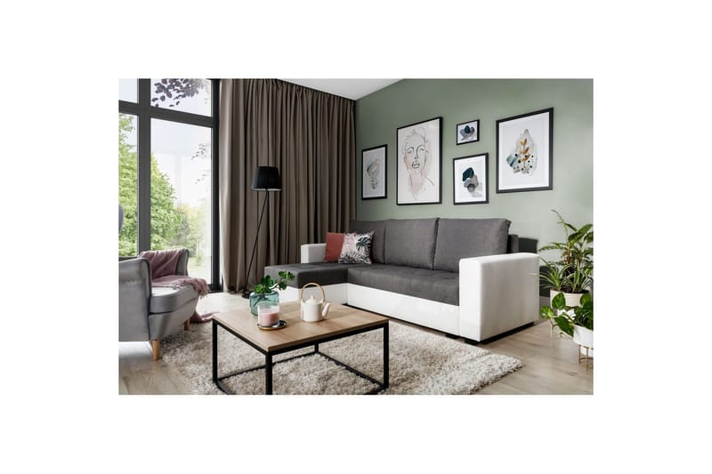 Sektionssofa Eltap Newark 237x150x90 cm - Sawana 05, Soft 17, Grå, Hvid - Møbler - Sofaer - Sovesofaer