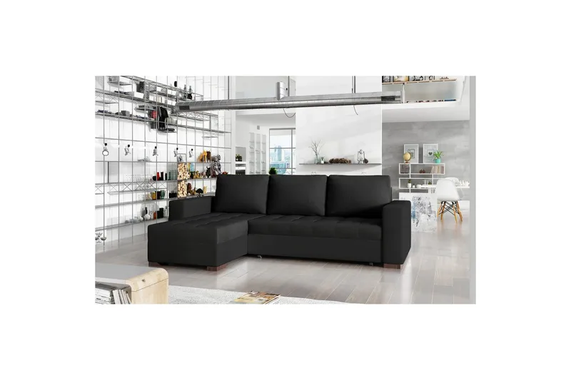 Sektionssofa Eltap Newark 237x150x90 cm - Sawana 14, Soft 11, Sort - Møbler - Sofaer - Sovesofaer