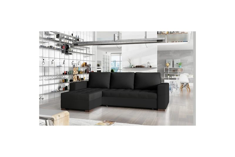 Sektionssofa Eltap Newark 237x150x90 cm - Sawana 14, Soft 11, Sort - Møbler - Sofaer - Sovesofaer