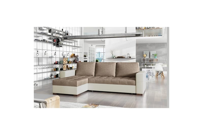 Sektionssofa Eltap Newark 237x150x90 cm - Sawana 25, Soft 33, Brun, Beige - Møbler - Sofaer - Sovesofaer