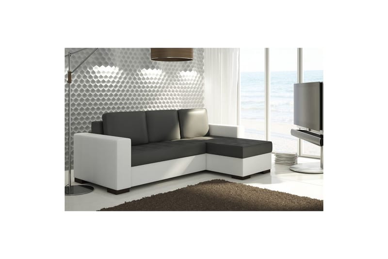 Sektionssofa Eltap Newark 237x150x90 cm - Soft 11, Soft 17, Sort, Hvid - Møbler - Sofaer - Sovesofaer