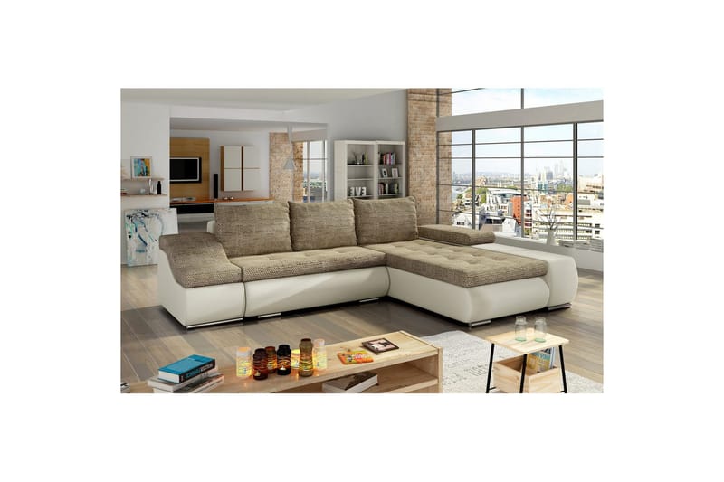 Sektionssofa Eltap Ontario 295x200x82 cm - Berlin 03, Soft 33, Beige, Højre - Møbler - Sofaer - Sovesofaer