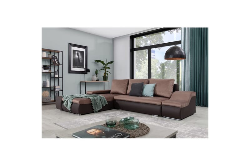 Sektionssofa Eltap Ontario 295x200x82 cm, Monolith 09, Soft 66, Mørk Beige, Mørk Brun, Venstre