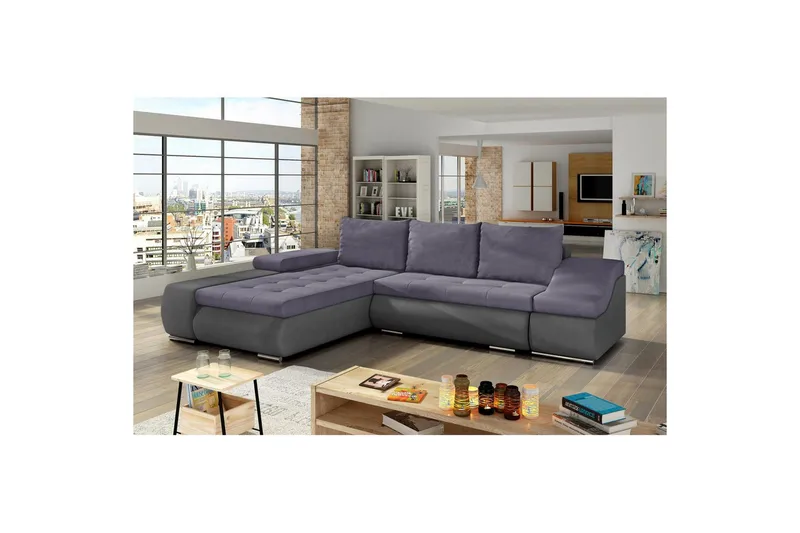 Sektionssofa Eltap Ontario 295x200x82 cm - Soro 65, Soro 93, Lilla, Grå, Venstre - Møbler - Sofaer - Sovesofaer