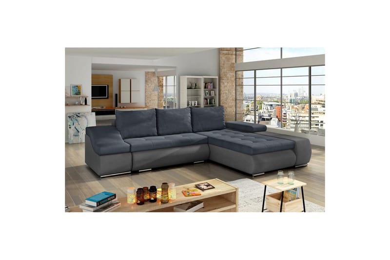 Sektionssofa Eltap Ontario 295x200x82 cm - Soro 76, Soro 93, Blå, Grå, Højre - Møbler - Sofaer - Sovesofaer