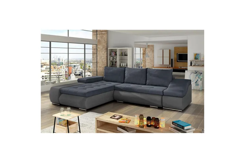 Sektionssofa Eltap Ontario 295x200x82 cm - Soro 76, Soro 93, Blå, Grå, Venstre - Møbler - Sofaer - Sovesofaer