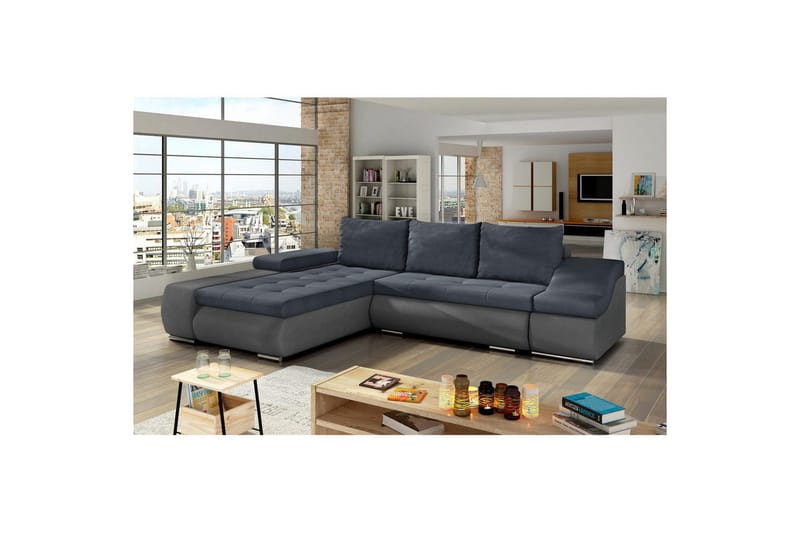 Sektionssofa Eltap Ontario 295x200x82 cm, Soro 76, Soro 93, Blå, Grå, Venstre