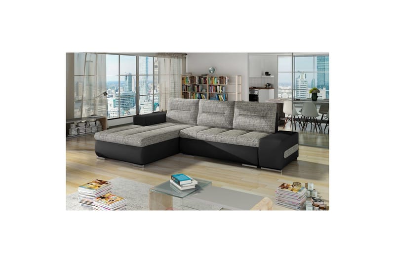 Sektionssofa Eltap Ottavio 275x180x85 cm, Berlin 01, Soft 11, Grå, Sort, Venstre