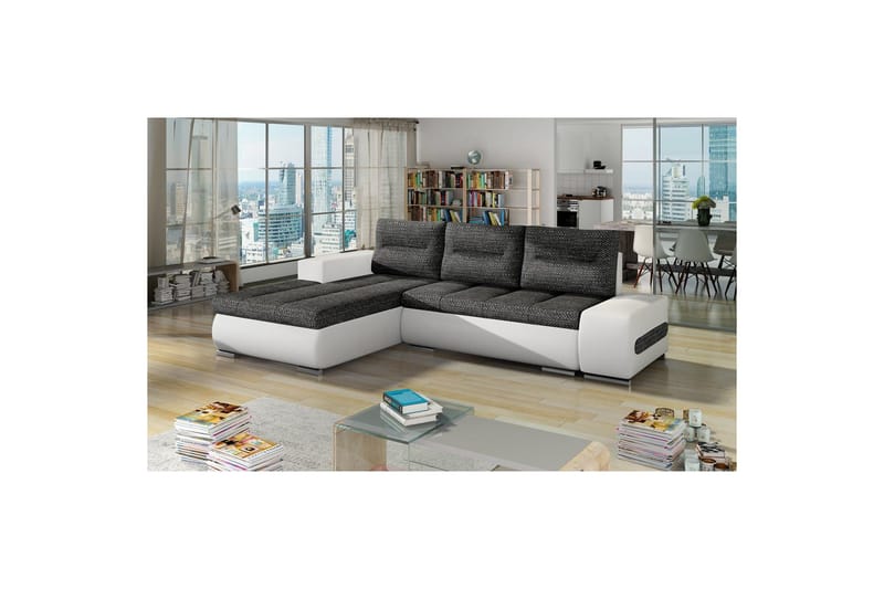 Sektionssofa Eltap Ottavio 275x180x85 cm - Berlin 02, Soft 17, Sort, Hvid, Venstre - Møbler - Sofaer - Sovesofaer