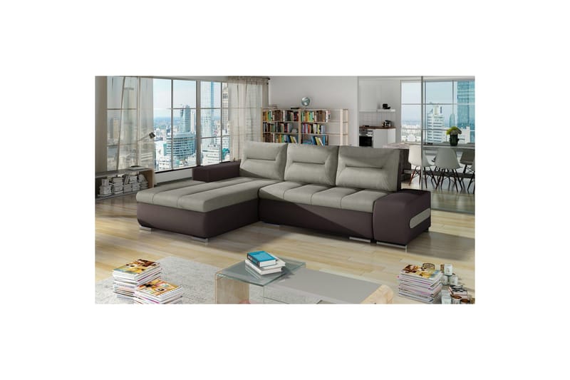 Sektionssofa Eltap Ottavio 275x180x85 cm - Soro 13, Soft 66, Beige, Mørkebrun, Venstre - Møbler - Sofaer - Sovesofaer