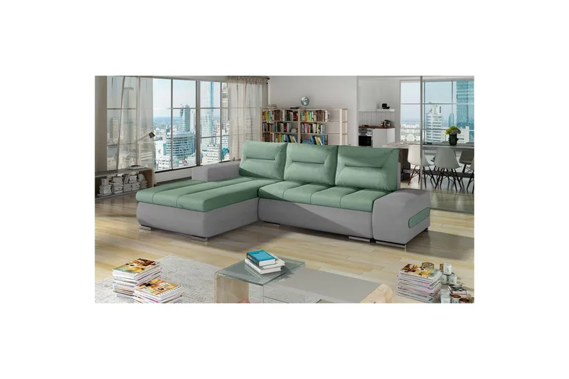 Sektionssofa Eltap Ottavio 275x180x85 cm - Soro 34, Soro 83, Grøn, Hvid, Venstre - Møbler - Sofaer - Sovesofaer