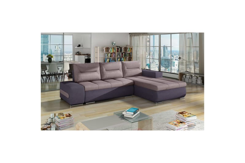 Sektionssofa Eltap Ottavio 275x180x85 cm - Soro 61, Soro 65, Lyserød, Lilla, Højre - Møbler - Sofaer - Sovesofaer