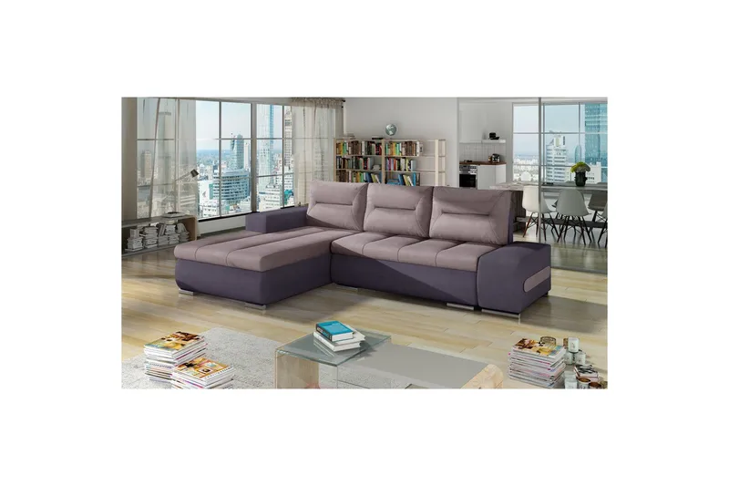 Sektionssofa Eltap Ottavio 275x180x85 cm - Soro 61, Soro 65, Lyserød, Lilla, Venstre - Møbler - Sofaer - Sovesofaer